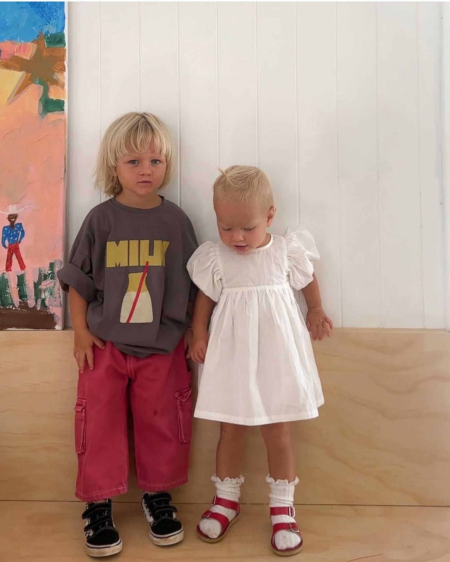 pink milk tee kids - Pigeon said please
