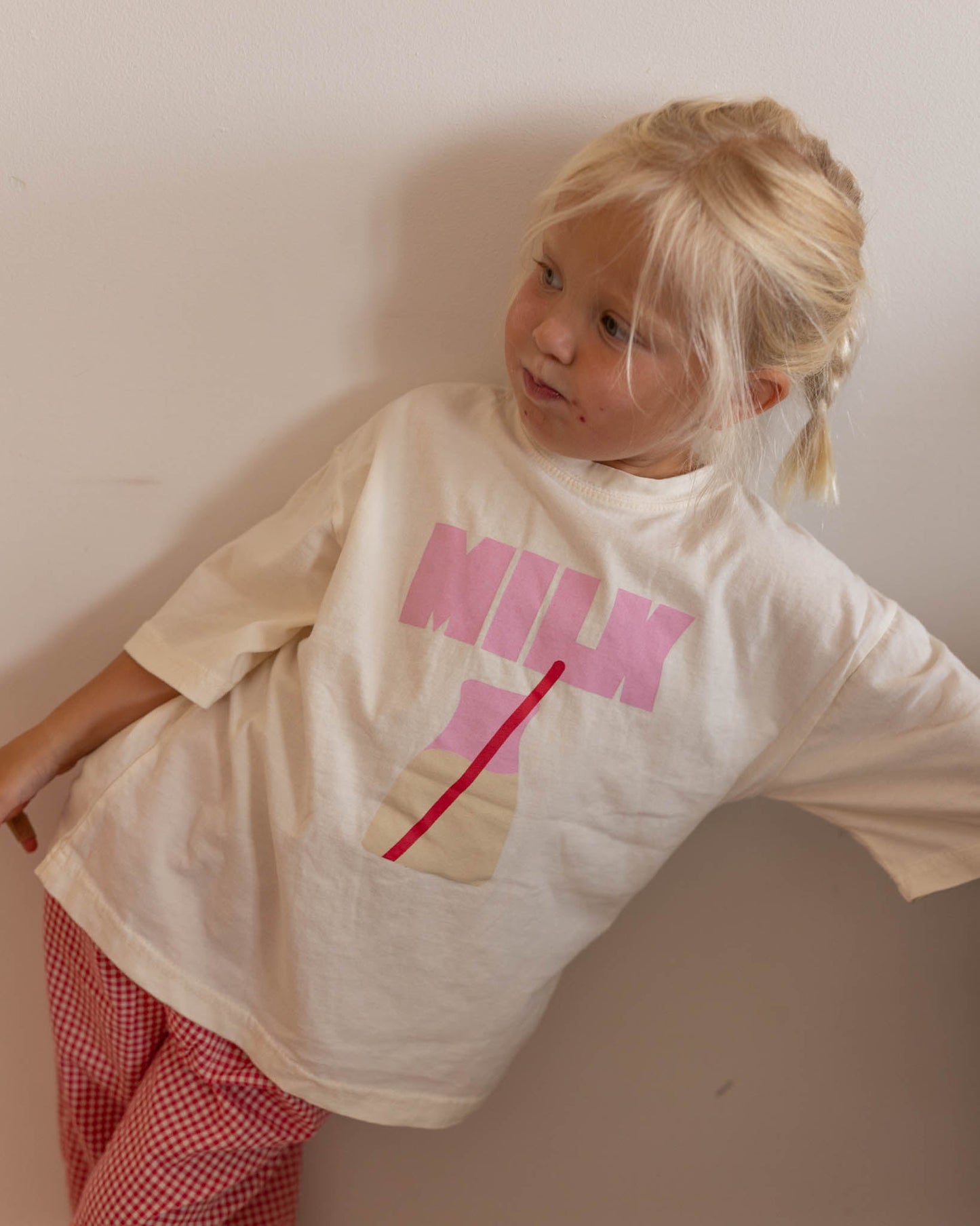 pink milk tee kids - Pigeon said please