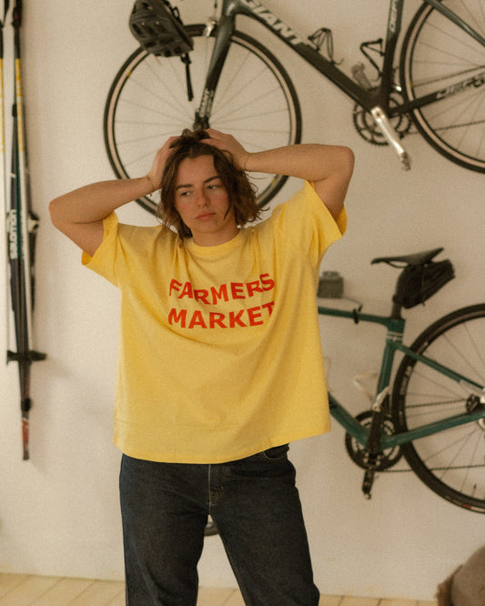 woman's farmers market tee - Pigeon said please