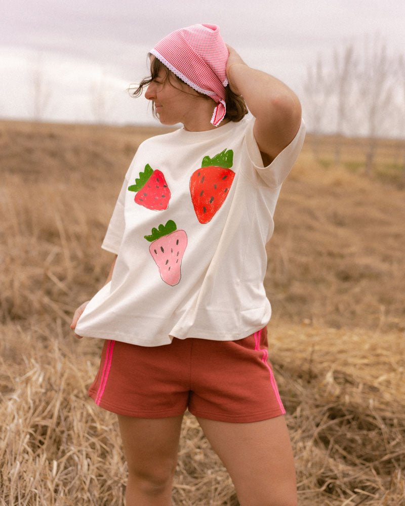 womans strawberries tee - Pigeon said please